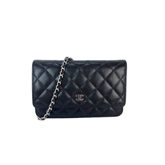 Chanel Black Quilted Smooth Lambskin Wallet on a Chain Clutch Bag - Picture 1 of 11